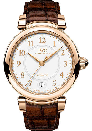 IWC Da Vinci Automatic 36 Watch - 36.0 mm 5N Gold Case - Silver Dial - Dark Brown Alligator Strap - IW458309
