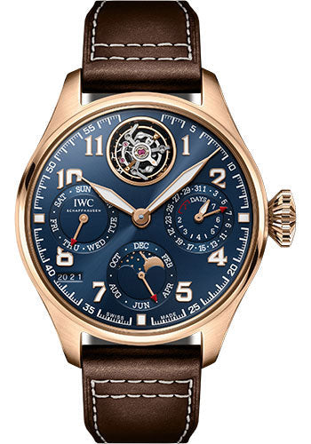 IWC Big Pilot’s Watch Perpetual Calendar Tourbillon Edition Le Petit Prince Watch - 18K Armor Gold® Case - Blue Dial - Brown Calfskin Strap Limited Edition of 50 - IW504803