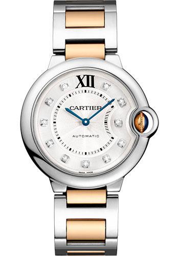 Cartier Ballon Bleu de Cartier Watch - 36 mm Steel Case - Diamond Dial - Pink Gold And Steel Bracelet - W3BB0018