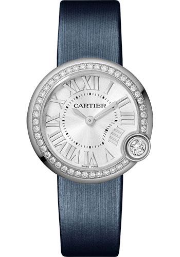 Cartier Ballon Blanc de Cartier Watch - 30 mm Steel Diamond Case - Silver Dial - Calfskin Strap - W4BL0003