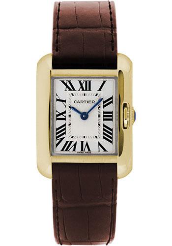 Cartier Tank Anglaise SM Watch - 30.2 mm Yellow Gold Case - Silvered Dial - Brown Alligator Strap - W5310028