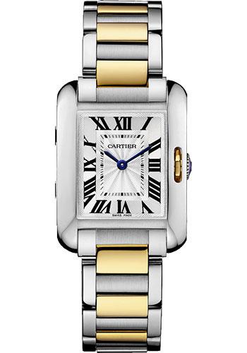 Cartier Tank Anglaise Watch - 30.2 x 22.7 mm Steel Case - Silver Dial - Yellow Gold And Steel Bracelet - W5310046