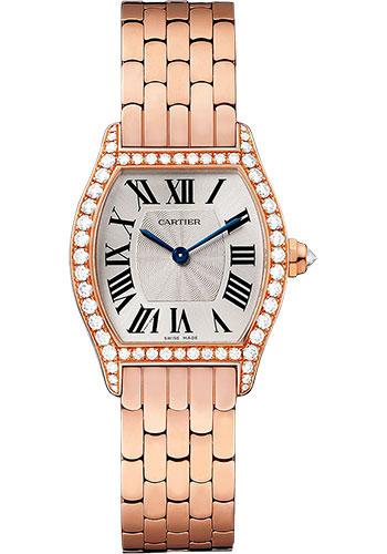 Cartier Tortue Watch - 30 mm Pink Gold Set Diamond Case - Pink Gold Bracelet - WA501010