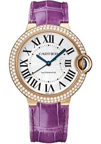 Cartier Ballon Bleu de Cartier Watch - Medium Rose Gold Case - Diamond Bezel - Alligator Strap - WE900551