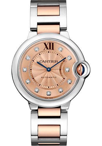Cartier Ballon Bleu de Cartier Watch - 36.6 mm Steel And Pink Gold Case - Pink Gold Dial - WE902054