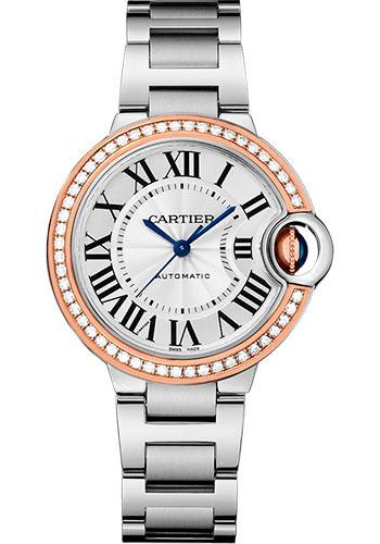 Cartier Ballon Bleu de Cartier Watch - 33 mm Steel Case - Pink Gold Diamond Bezel - WE902080