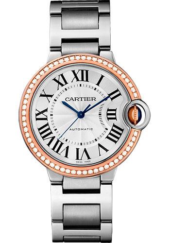 Cartier Ballon Bleu de Cartier Watch - 36 mm Steel Case - Pink Gold Diamond Bezel - WE902081