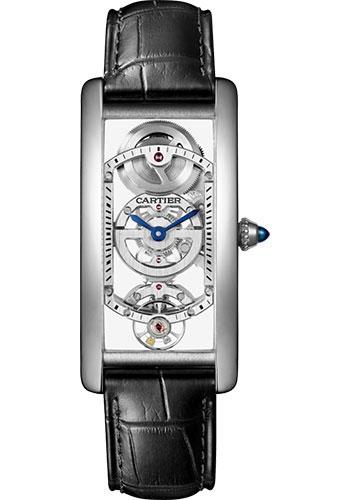 Cartier Tank Cintree Skeleton Watch - Platinum Case - White Dial - Black Alligator Strap - WHTA0009