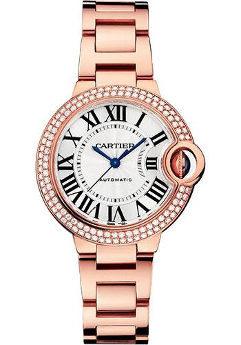 Cartier Ballon Bleu de Cartier Watch - 33 mm Rose Gold Diamond Case - Silvered Dial - Interchangeable Bracelet - WJBB0066
