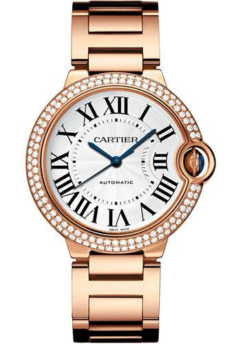 Cartier Ballon Bleu de Cartier Watch - 36 mm Rose Gold Diamond Case - Silvered Dial - Interchangeable Bracelet - WJBB0067