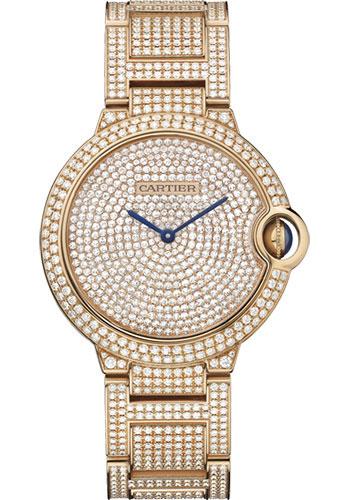 Cartier Ballon Bleu de Cartier Watch - 36.6 mm Pink Gold Diamond Case - Diamond Paved Dial - Diamond Bracelet - HPI00489