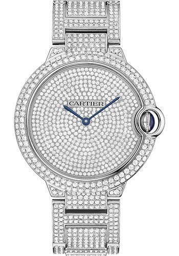 Cartier Ballon Bleu de Cartier Watch - Large White Gold Diamond Case - Diamond Paved Dial - Diamond Bracelet - HPI00582