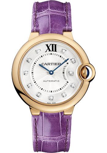 Cartier Ballon Bleu de Cartier Watch - Medium Pink Gold Case - Diamond Dial - Alligator Strap - WE902028