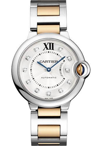 Cartier Ballon Bleu de Cartier Watch - Medium Steel Case - Diamond Dial - Steel And Pink Gold Bracelet - WE902031