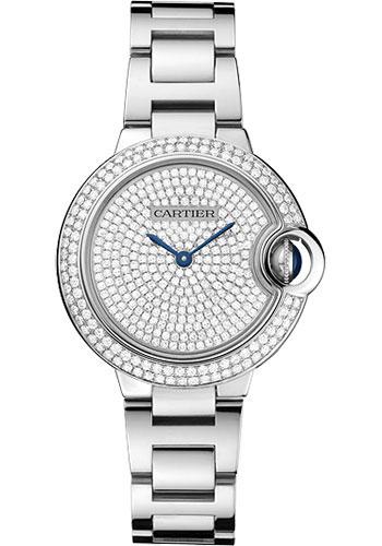 Cartier Ballon Bleu de Cartier Watch - 33 mm White Gold Diamond Case - Diamond Paved Dial - WE902048